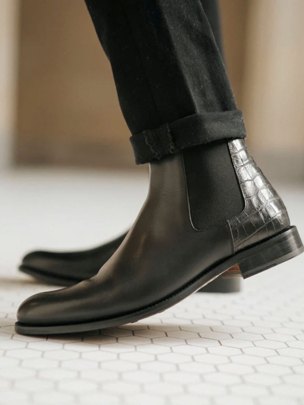 TAFT Hiro Chelsea Boot Midnight Leather Size 10